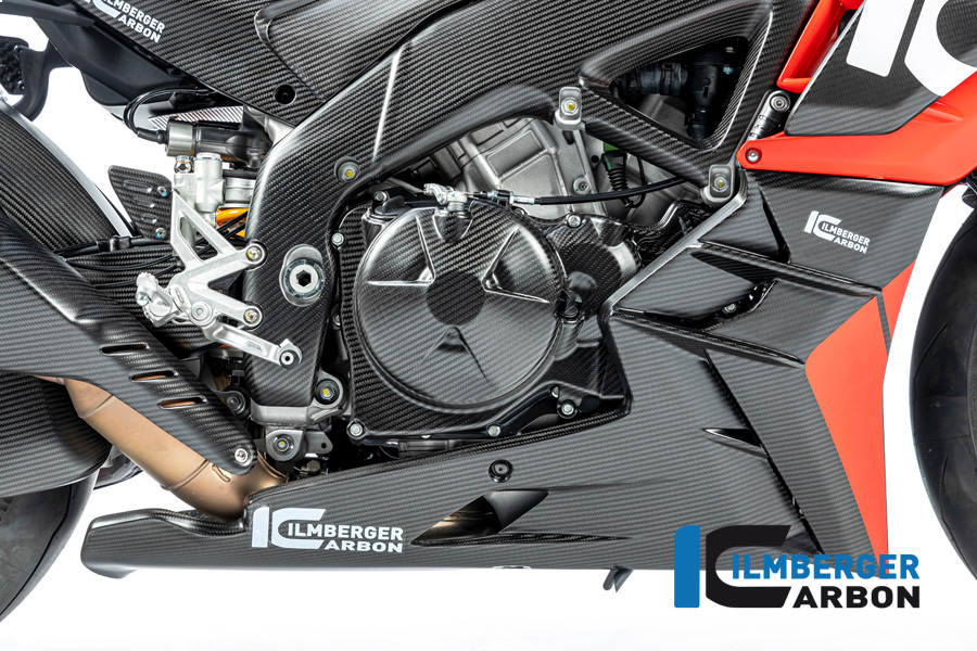 Spoiler de motor de carbono Ilmberger completo versión larga mate para Aprilia Tuono V4 2021-
