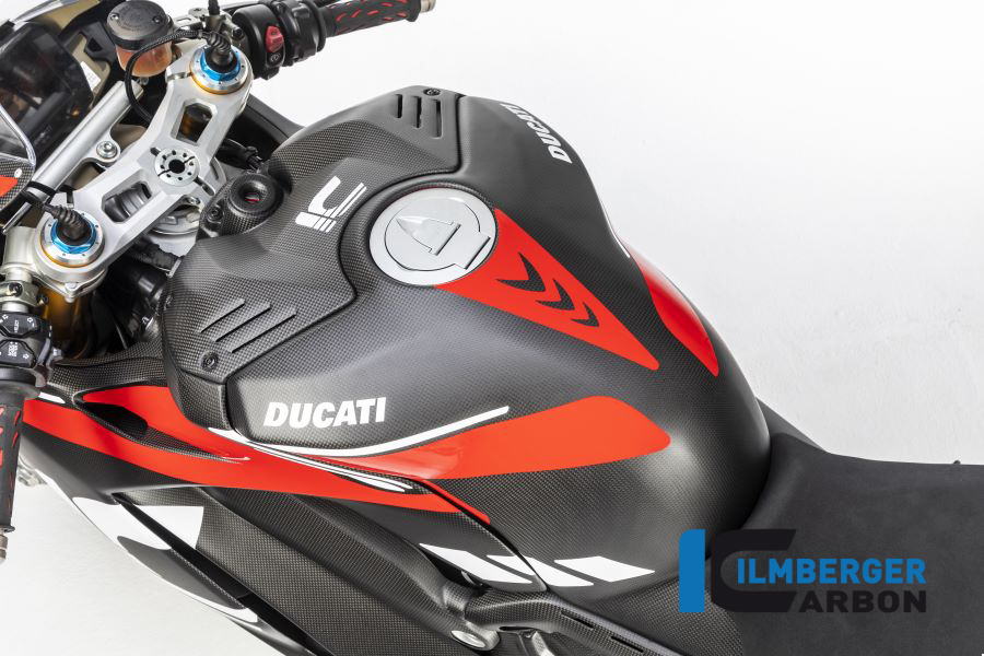 Carenado Ilmberger Carbon depósito de gasolina con protectores anticaída, mate, Ducati Panigale V4, V4S, V4R 2019-