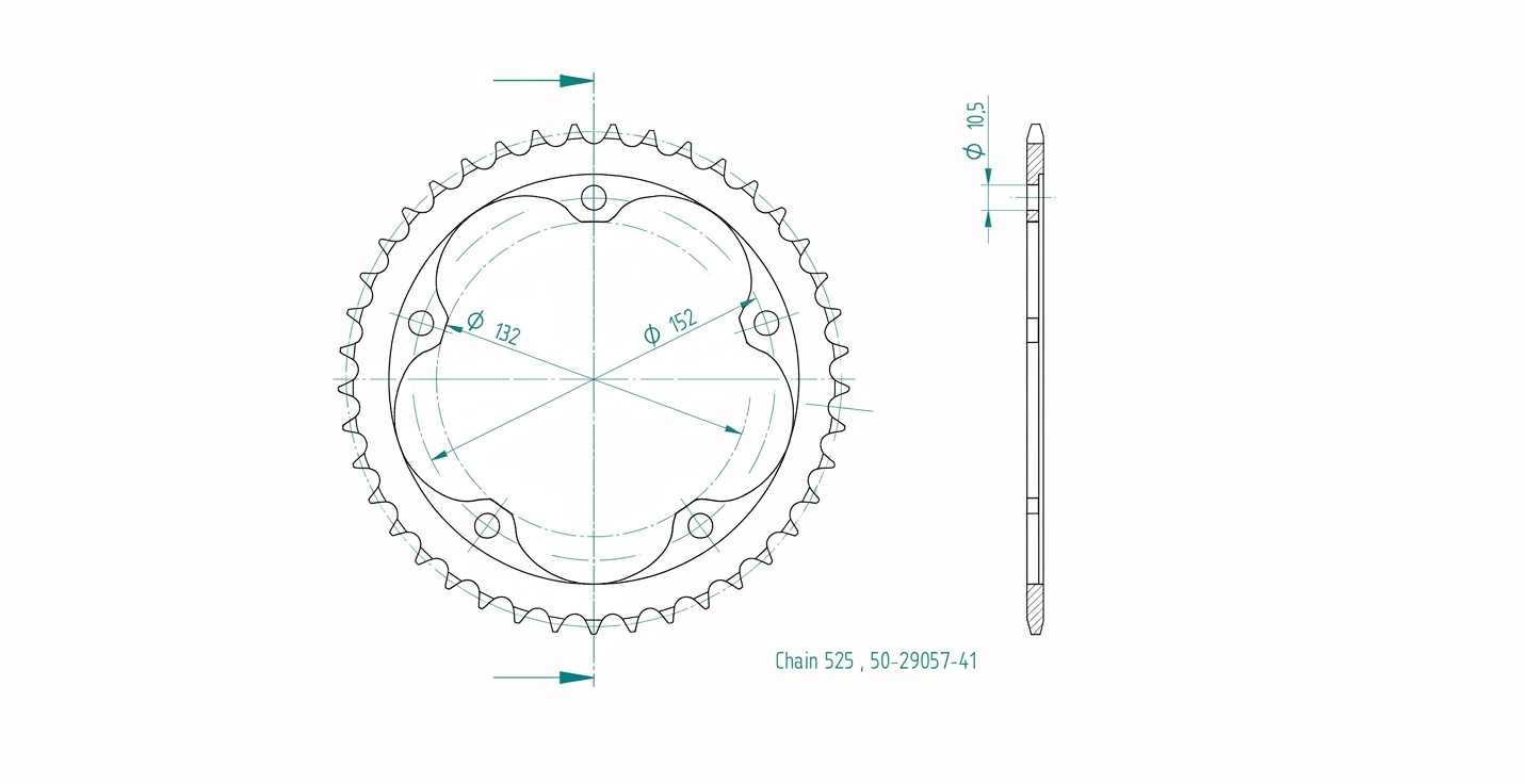 corona de Acero, 41 Dientes, Paso 525