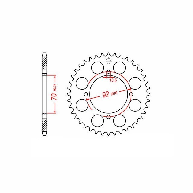 corona de Acero, 44 Dientes, Paso 530