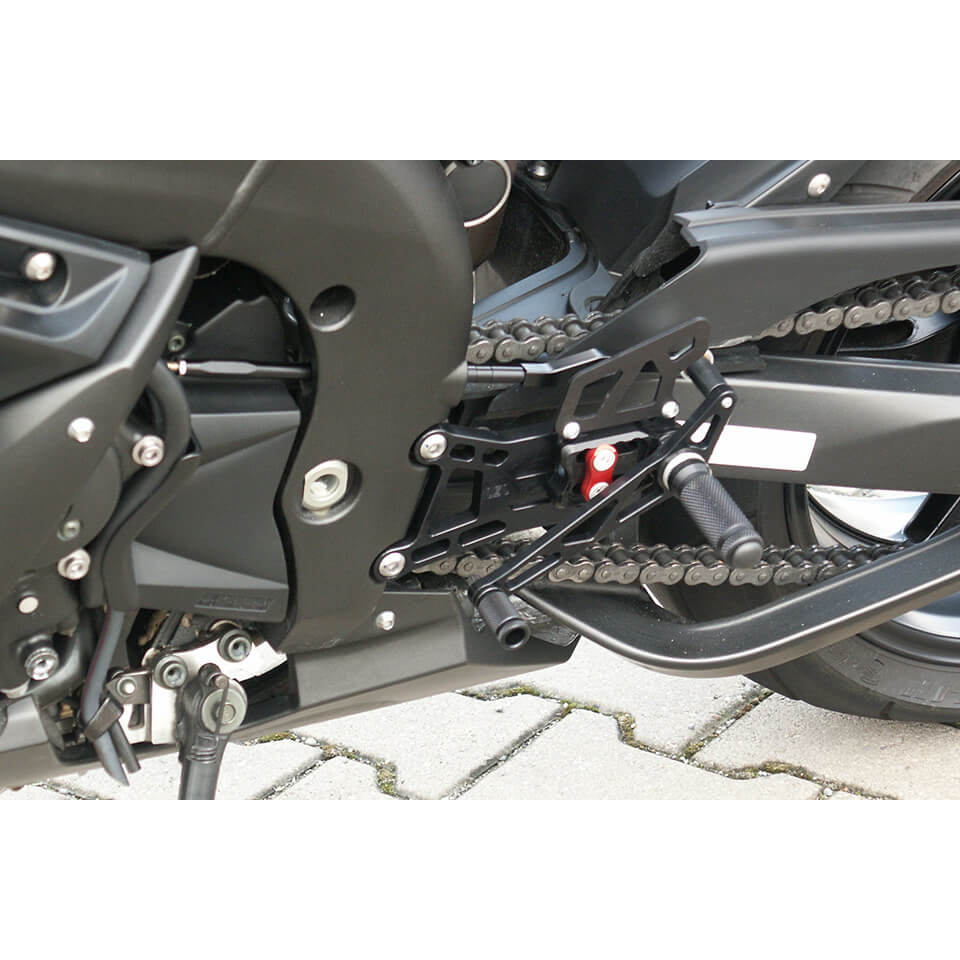 Sistema de estriberas LSL 2Slide para Yamaha YZF-R1, 2004-2006, negro-rojo