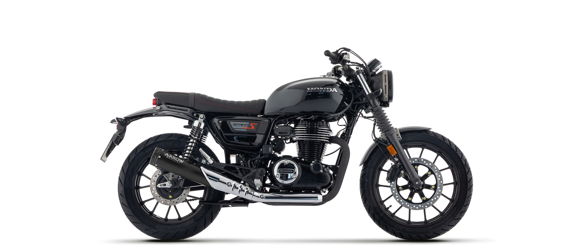 ARROW Escape REBEL Sip-On para Honda GB350S 2025-, Acero inoxidable negro y tapa final negra