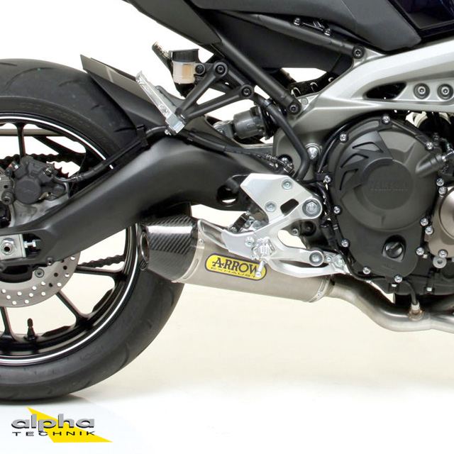Escape ARROW X-KONE para Yamaha MT09 / Tracer 900 2013-, aluminio negro con tapa final de acero inoxidable (Solo con colector ARROW)