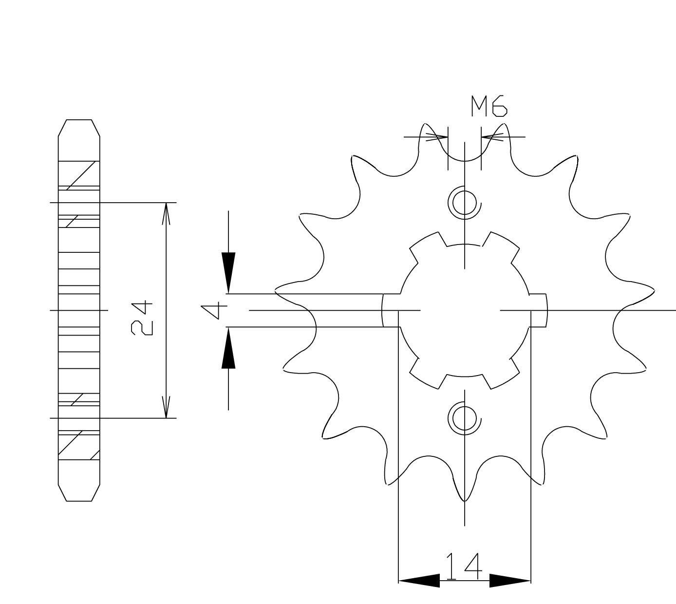 Piñón, 12 dientes, paso 420
