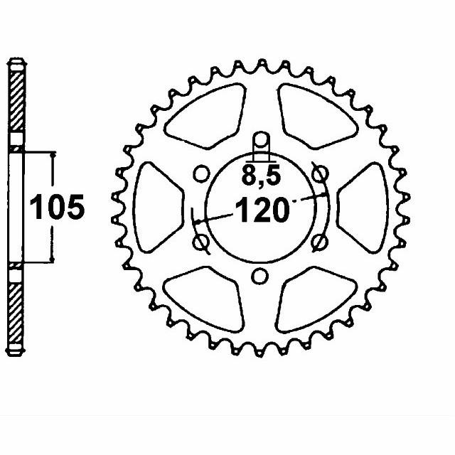 corona de Acero, 45 Dientes, Paso 415