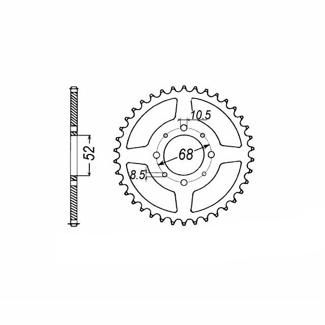 corona de acero, 38 dientes, paso 428