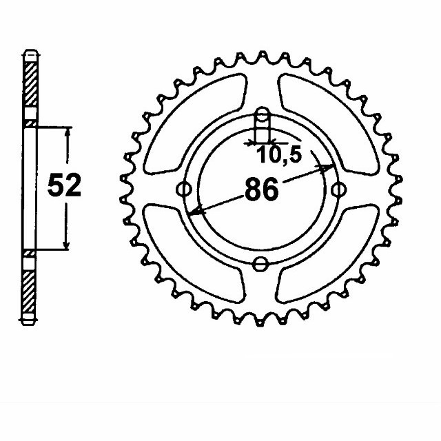 corona de acero, 33 dientes, paso 520