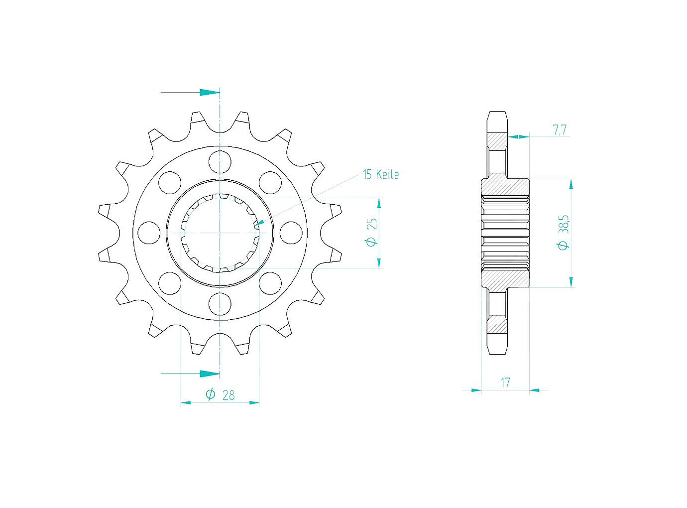 Kit de cadena EK 520 MVXZ-2 gris estándar para Honda CB750 Hornet, Tipo RH12 a partir del año de modelo 2023-