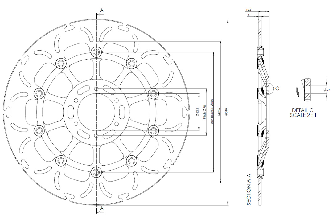 alpha Technik disco de freno Omega-Design ABD33, anterior, delanteroe para Honda CBR1100, CB1100SF