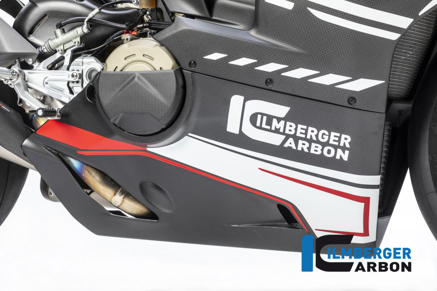 Ilmberger Carbon Parte Inferior del Carenado para Escape Akrapovic Full Race para Ducati Panigale V4 / V4S desde 2018