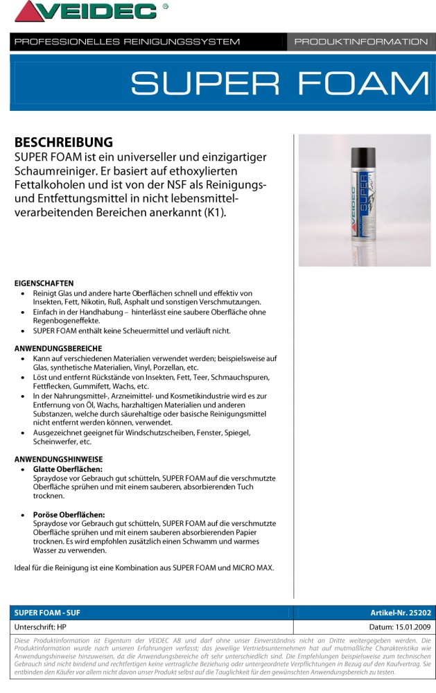 VEIDEC - Limpiador en Espuma "Super Foam 89"
