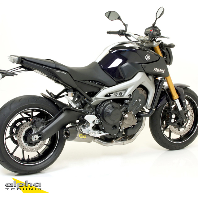 Escape ARROW X-KONE para Yamaha MT09 / Tracer 900 2013-, aluminio negro con tapa final de acero inoxidable (Solo con colector ARROW)