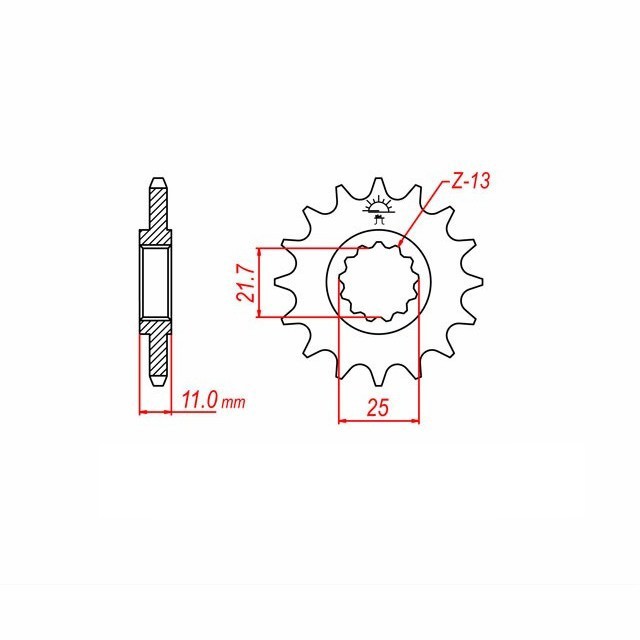 Piñón, 14 dientes, paso 520