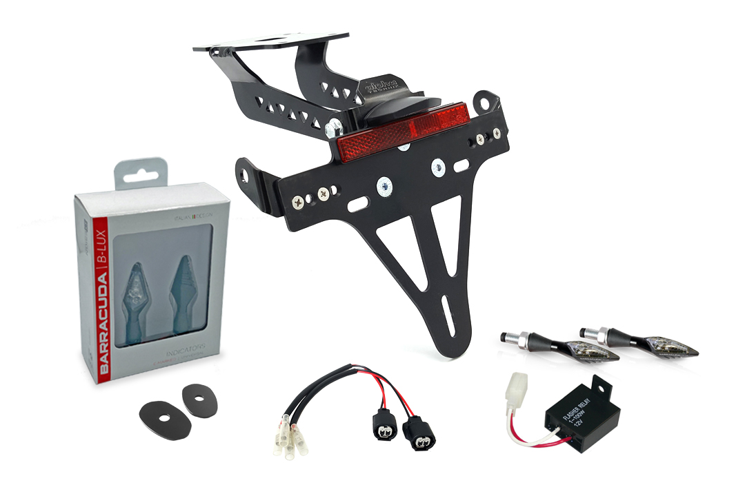 Kit Soporte Matrícula alpha Technik luz de intermitente X-LED (anterior, delanteroe + trasero) para Kawasaki Z900 a partir del año modelo 2020-