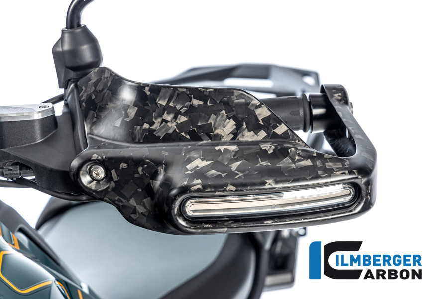 Ilmberger Protector de Manos de Carbono grande con alojamiento para luz de intermitente lado izquierdo, Black Diamond Carbon, mate, BMW R1300GS 2023-
