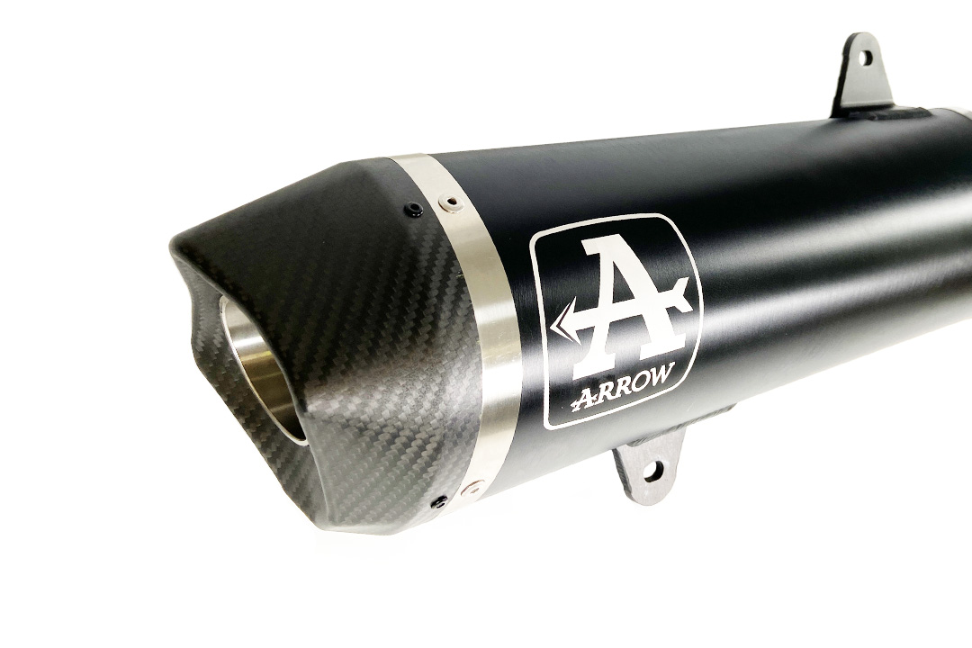 ARROW Escape URBAN para Peugeot Metropolis 400 2017-, aluminio negro con tapa final de carbono