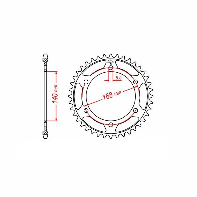 corona Acero, 44 Dientes, Paso 525