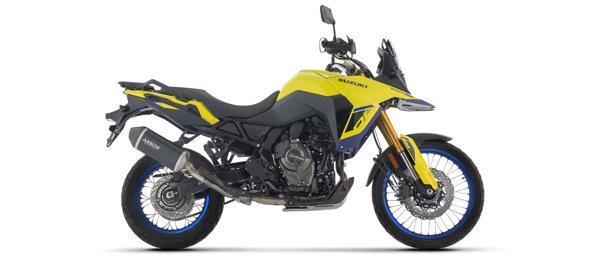 ARROW Auspuff EXPLORER Aluminium Dark mit Carbon-Endkappe für Suzuki V-Strom 800DE, SE, 2023-