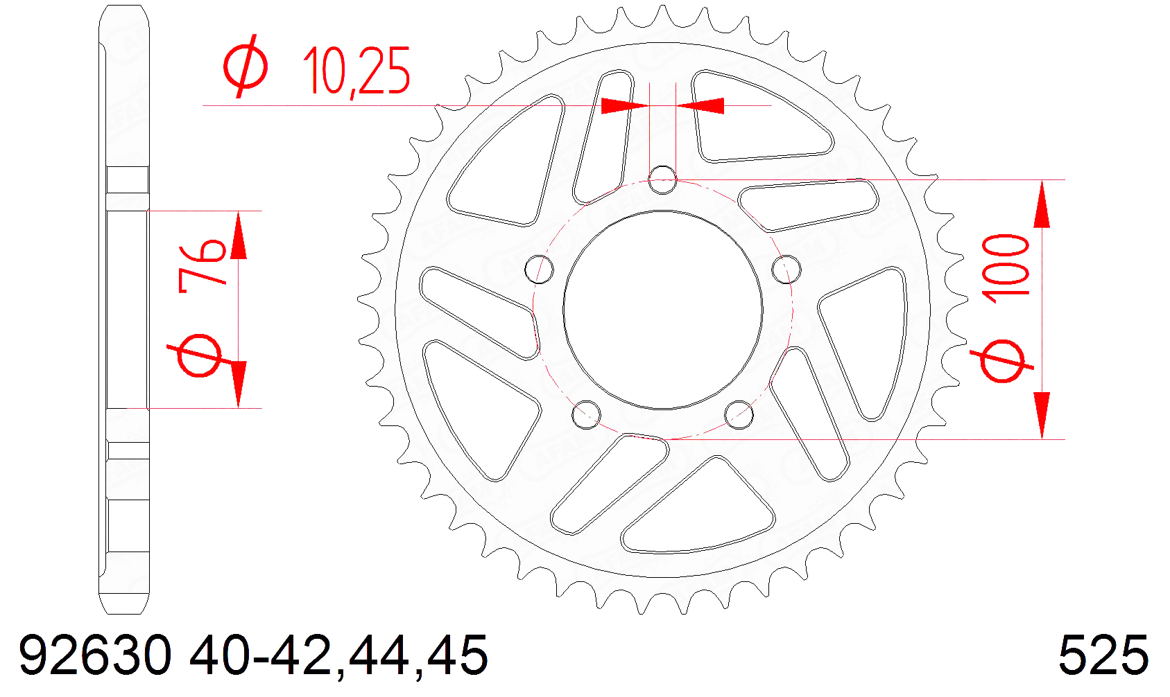 corona Acero, 40 Dientes, Paso 525