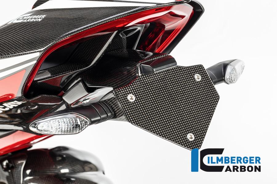 Portamatrículas corto de carbono Ilmberger brillante para Ducati Panigale V4 / V4S / V2 y Streetfighter V4 / V2