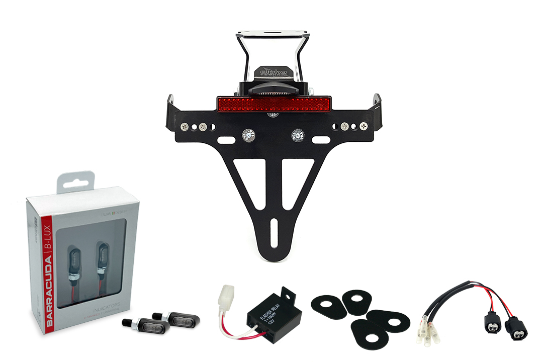 Kit de Soporte de Matrícula-luz de intermitente M-LED (anterior, delanteroe + trasero) para Kawasaki Z900RS a partir del año de modelo 2018 Tipo ZR900C y a partir del año de modelo 2021 Tipo ZR900K