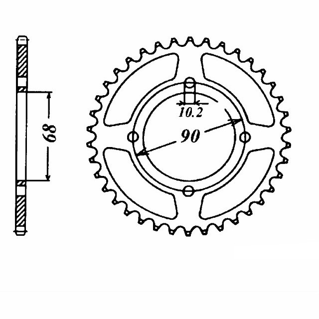 corona de Acero, 42 Dientes, Paso 520