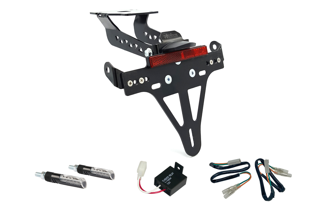 alpha Technik Kit Soporte de Matrícula y luz de intermitente IDEA para Kawasaki Z900 Año del Modelo 2017-2019 (Trasero)