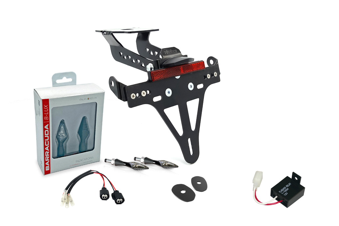 Kit de soporte de matrícula y luz de intermitente X-LED (anterior, delanteroe + trasero) alpha Technik para Kawasaki Z H2 a partir del año modelo 2020