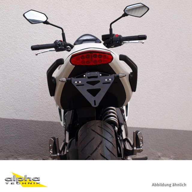Soporte de matrícula alpha Technik Kawasaki ER6F/ER6N; Tipo EX650E/ER650E; Año del modelo 2012-