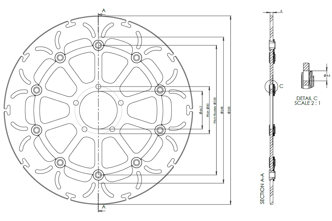 alpha Technik disco de freno Diseño Omega ABD33, anterior, delanteroe para KTM 1290 Super Duke