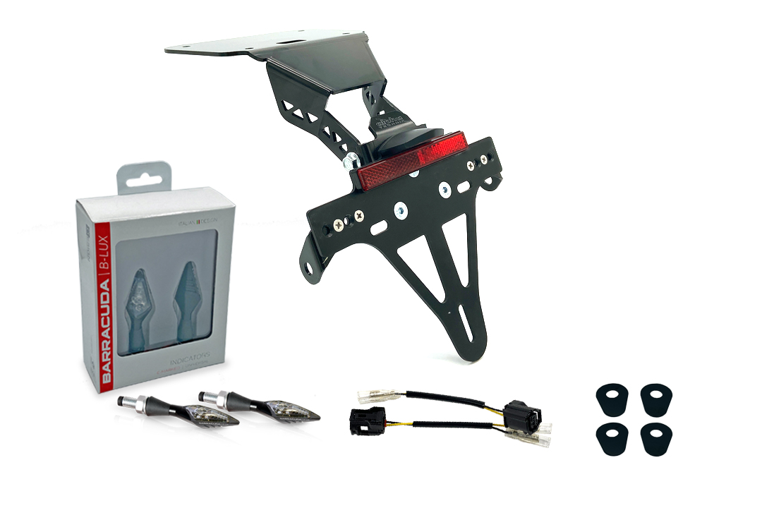 Kit de soporte de matrícula y luz de intermitente X-LED (anterior, delantero + trasero) alpha Technik para Yamaha YZF-R3 / MT03 Año del modelo 2020-
