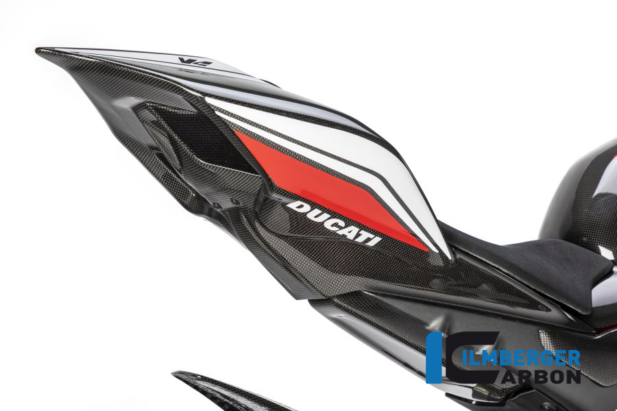Carenado de asiento de carbono Ilmberger. Brillante, Ducati Panigale V4, V4S, V4R 2019-