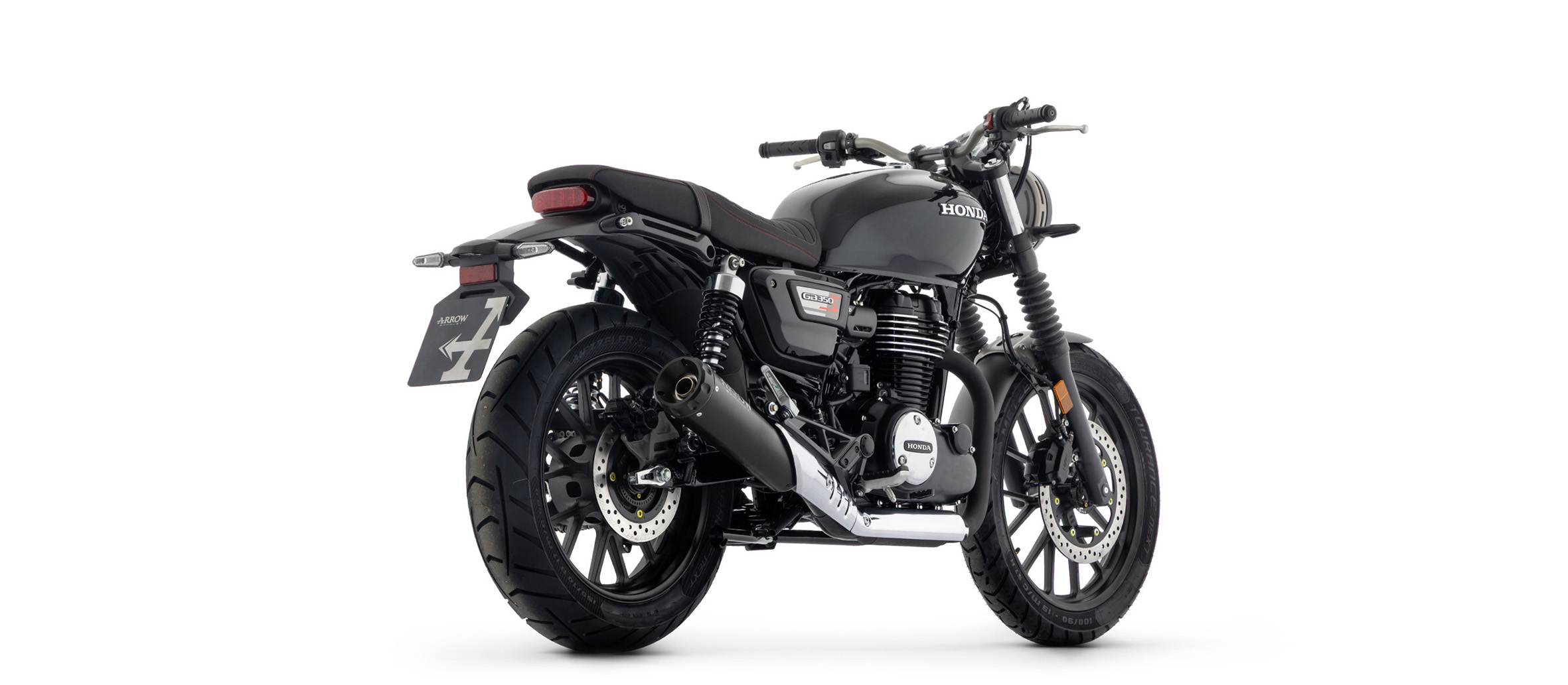 ARROW Escape REBEL Sip-On para Honda GB350S 2025-, Acero inoxidable negro y tapa final negra