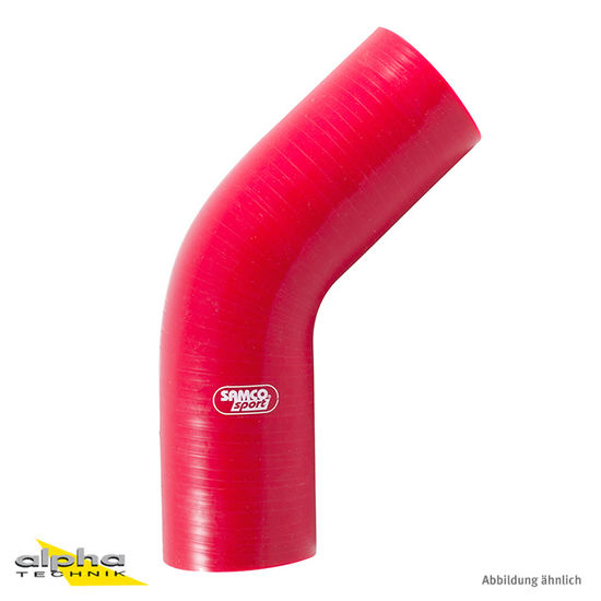 Manguera de silicona Samco, codo estándar de 45 grados, rojo