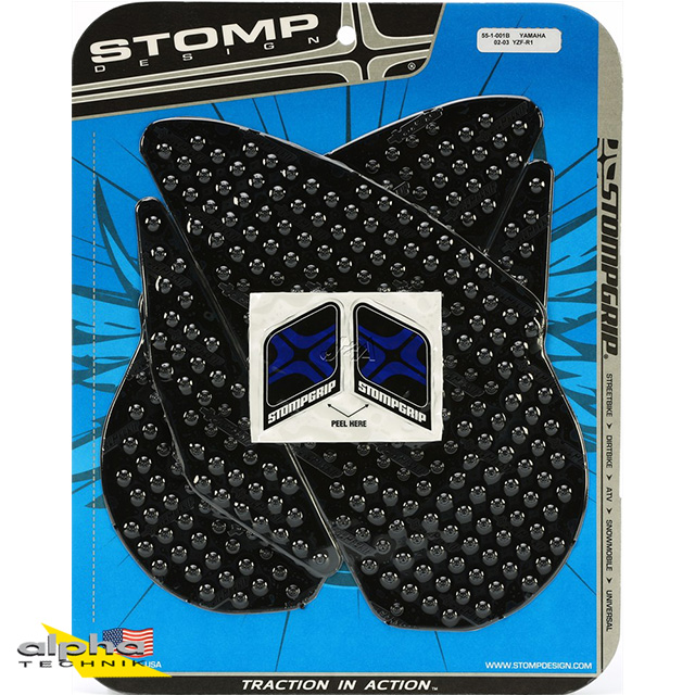 Stompgrip negro, Volcano, para Yamaha YZF-R1, 2002-03