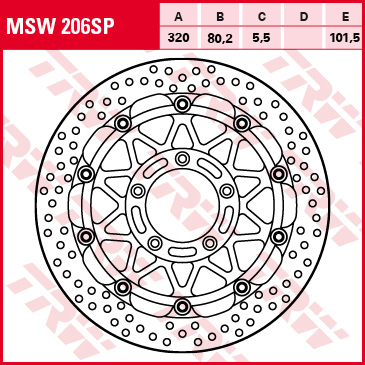 TRW disco de freno Racing flotante MSW206SP