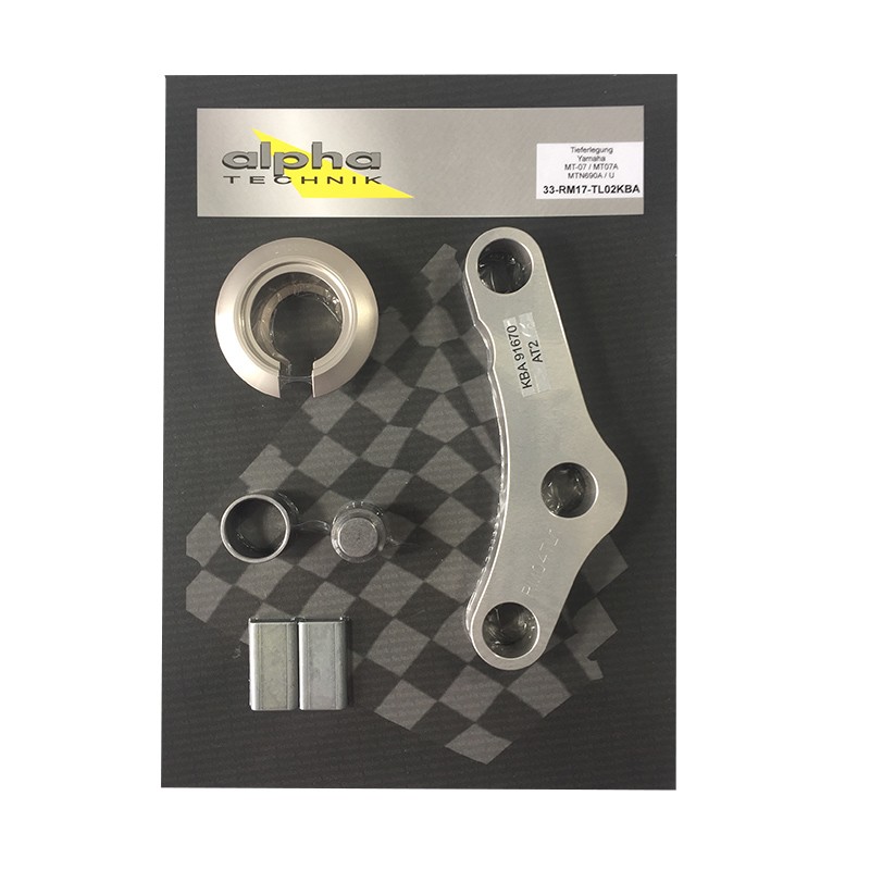 Kit de descenso alpha Technik 40mm Yamaha MT07A,MT-07,Moto Cage; Tipo RM17/RM18; Año de modelo 2018-.