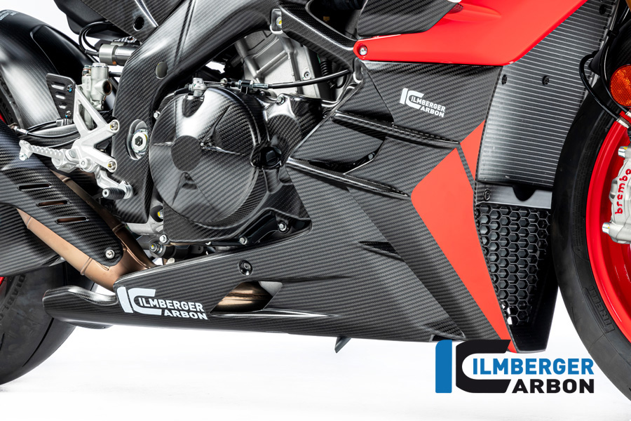 Spoiler de motor de carbono Ilmberger completo versión larga mate para Aprilia Tuono V4 2021-