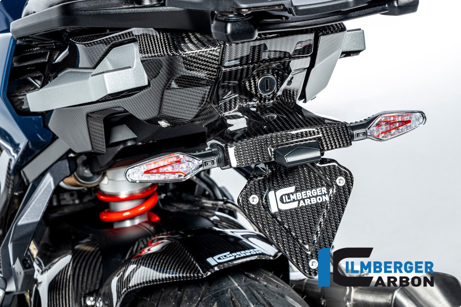 Soporte de matrícula de carbono Ilmberger (versión corta), brillante, BMW S1000XR 2020-