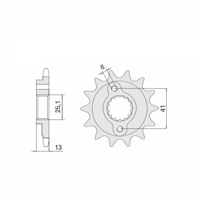Piñón de ataque engomado, 15 dientes, paso 520