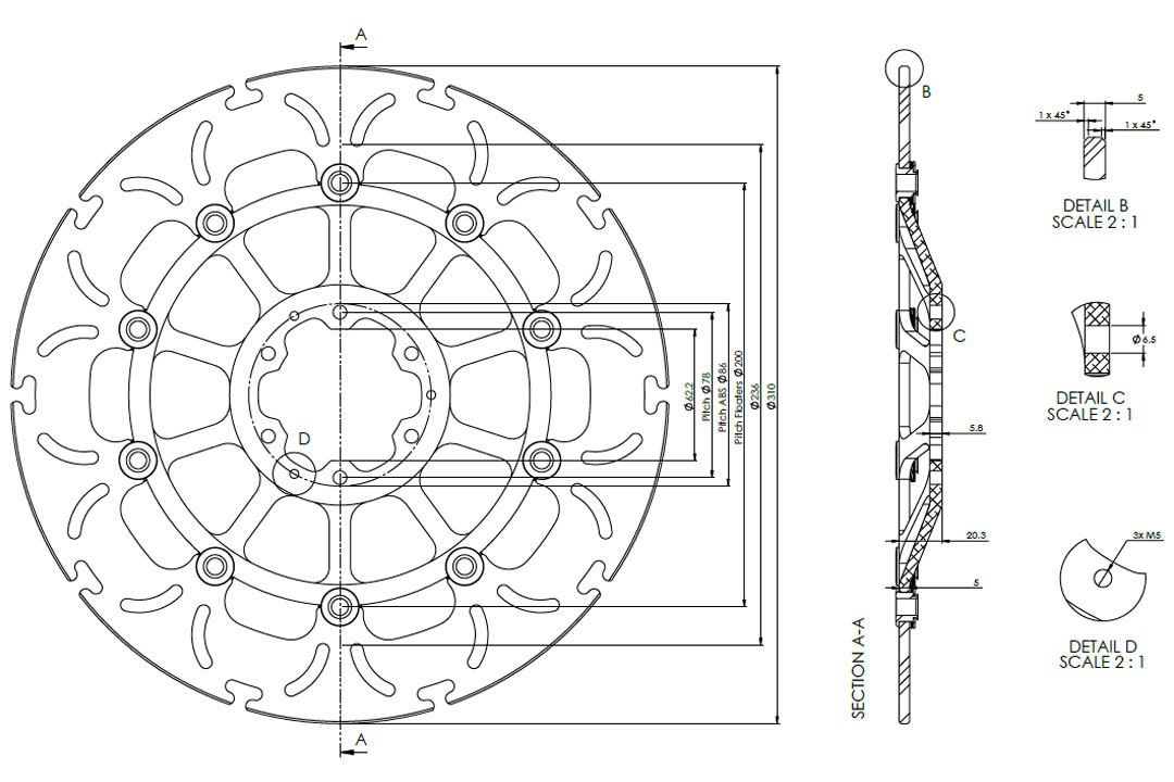 alpha Technik disco de freno Omega-Design ABD33, anterior, delanteroe para Honda CRF 1000