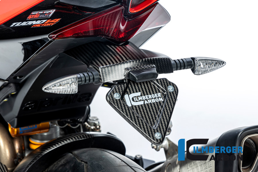 Soporte de matrícula Ilmberger de carbono mate para Aprilia RSV4 / Tuono V4 2021-