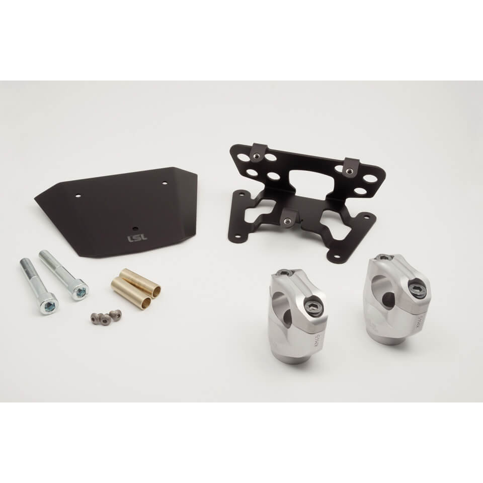 Kit de Abrazaderas LSL de 28,6 mm incl. Soporte de Instrumentos, para Yamaha MT07, 2018 -, plateado