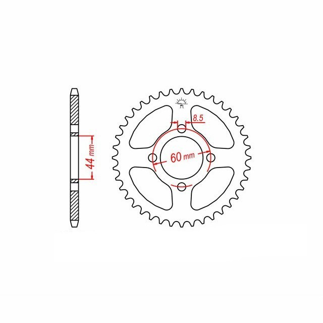 corona de Acero, 41 Dientes, Paso 428