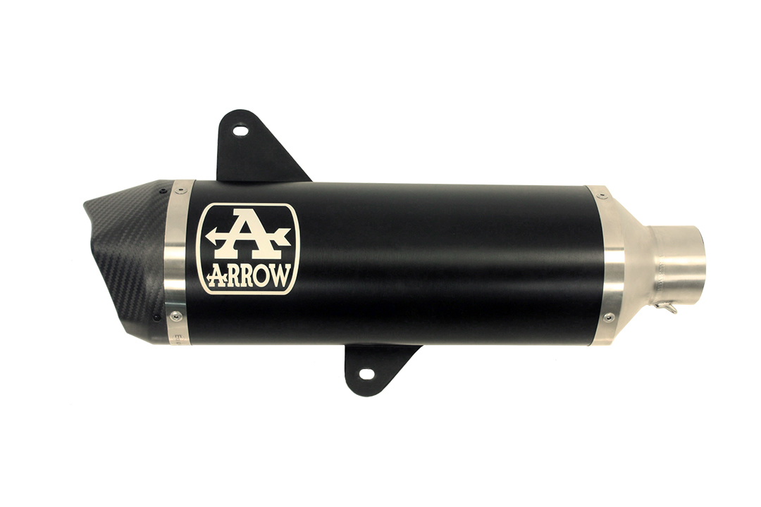 ARROW Escape DARK URBAN con tapa de carbono para Piaggio Vespa GTS300 2021-, GTV300 2023-, Aluminio negro