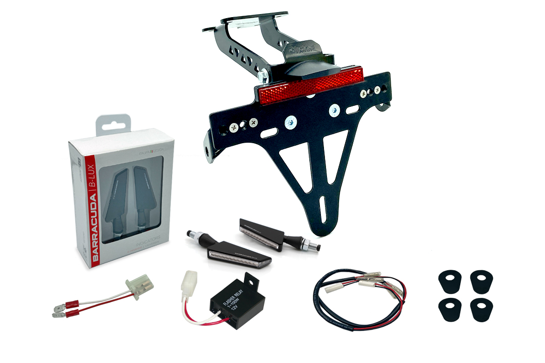Kit de Soporte de Matrícula alpha Technik con luz de intermitente SQ-LED (anterior, delanteroe + trasero) para Yamaha YZF-125R a partir del modelo 2019-