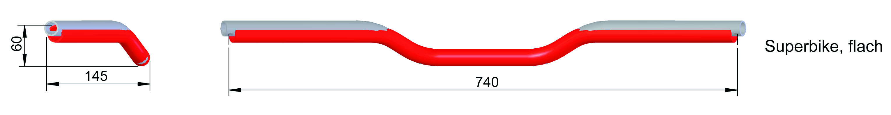 LSL Alu-manillar Superbike AN1, 7/8 pulgadas, plata