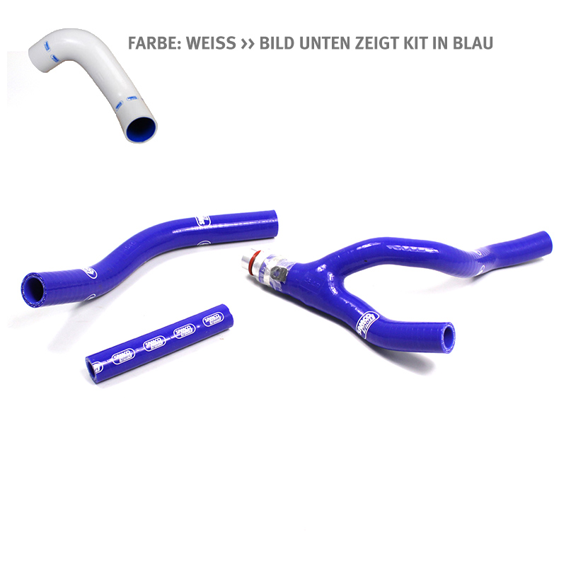 Kit de mangueras de silicona SAMCO SPORT Pieza en Y - Diseño Race con pieza de aluminio blanca para Yamaha YZ250F año del modelo 2014-2018