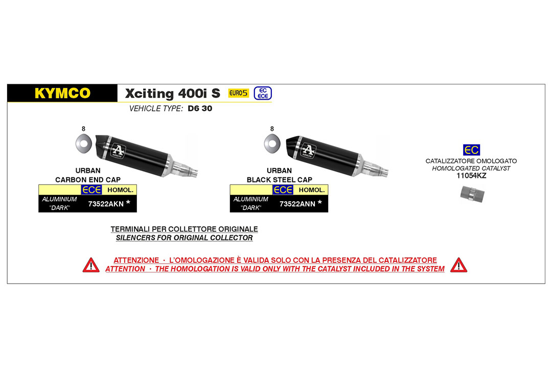 Escape ARROW DARK URBAN para Kymco XCITING 400I S a partir del modelo 2021-, tapa de carbono
