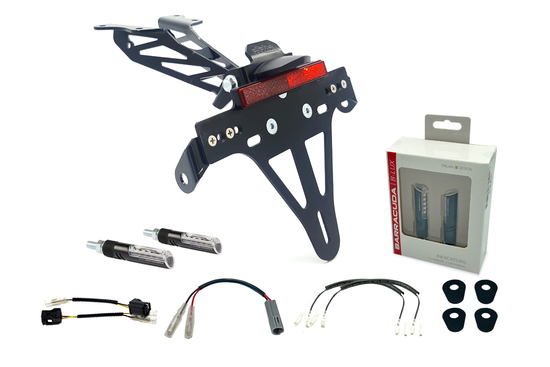alpha Technik Kit Soporte de Matrícula-luz de intermitente IDEA (anterior, delanteroe + trasero) para Yamaha Tracer 700 a partir del año de modelo 2020
